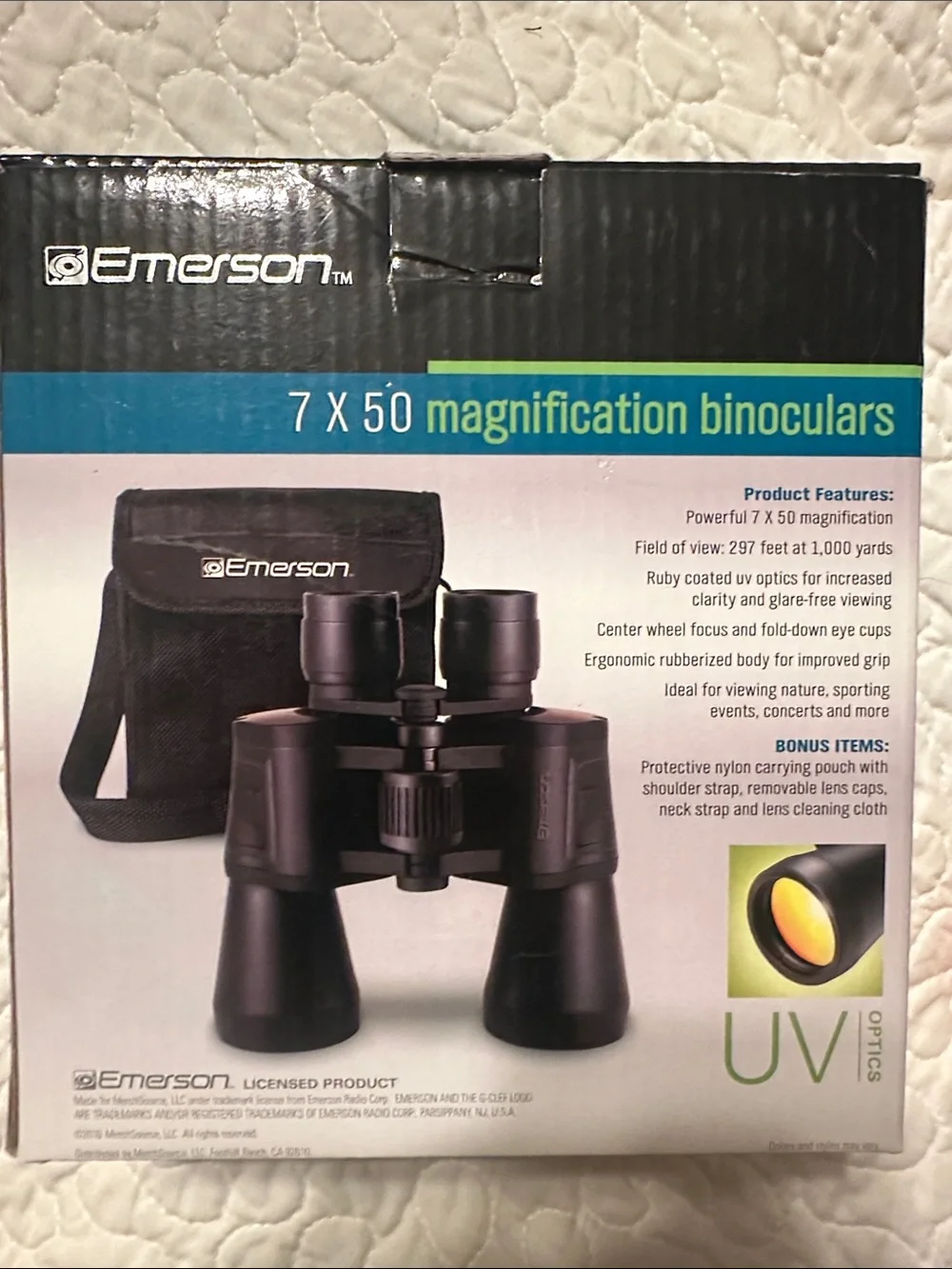 Emerson 7x50 Black Magnification Binoculars with UV Optics